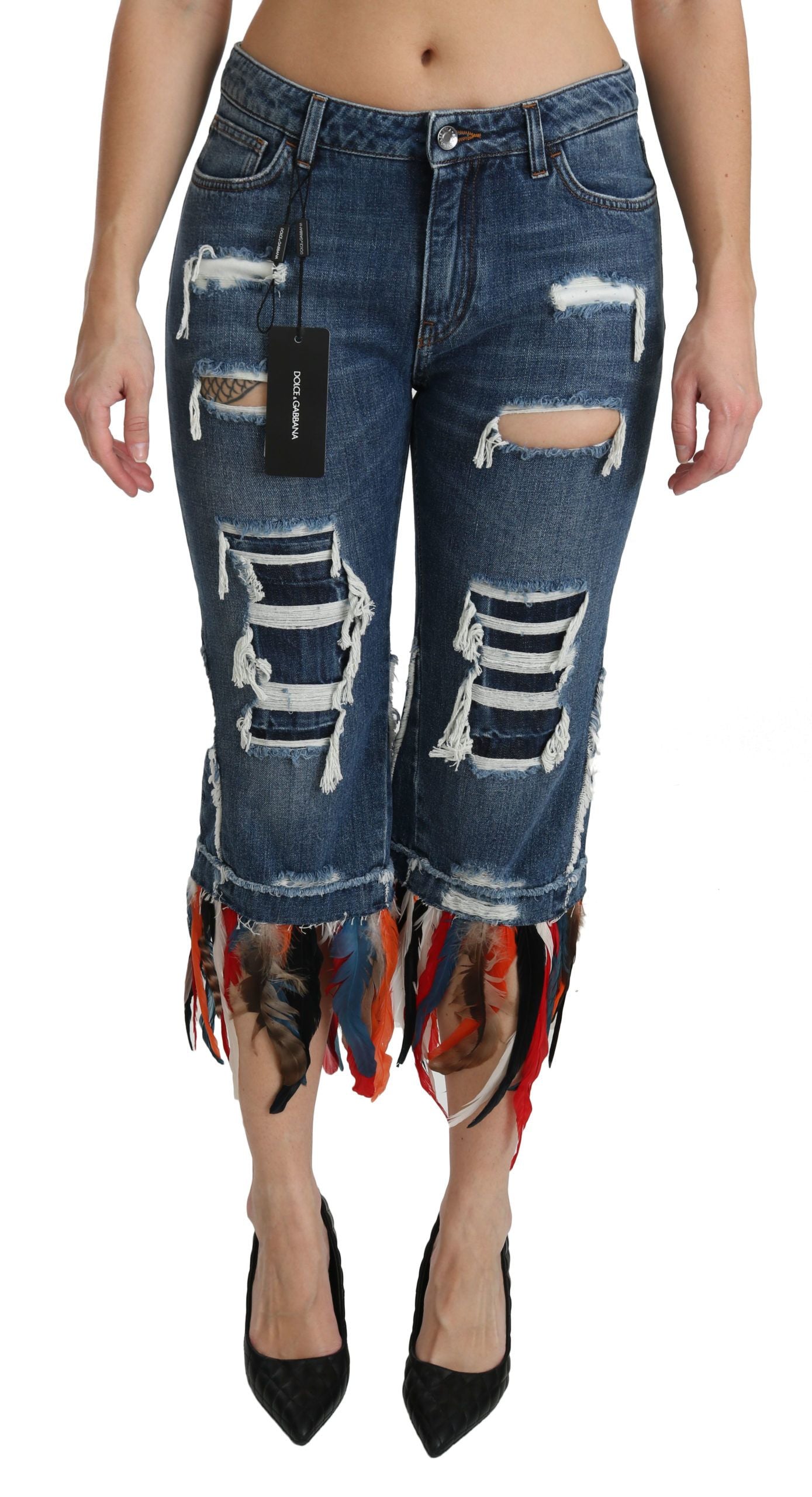 Dolce & Gabbana Chic Low Waist Cropped Jeans