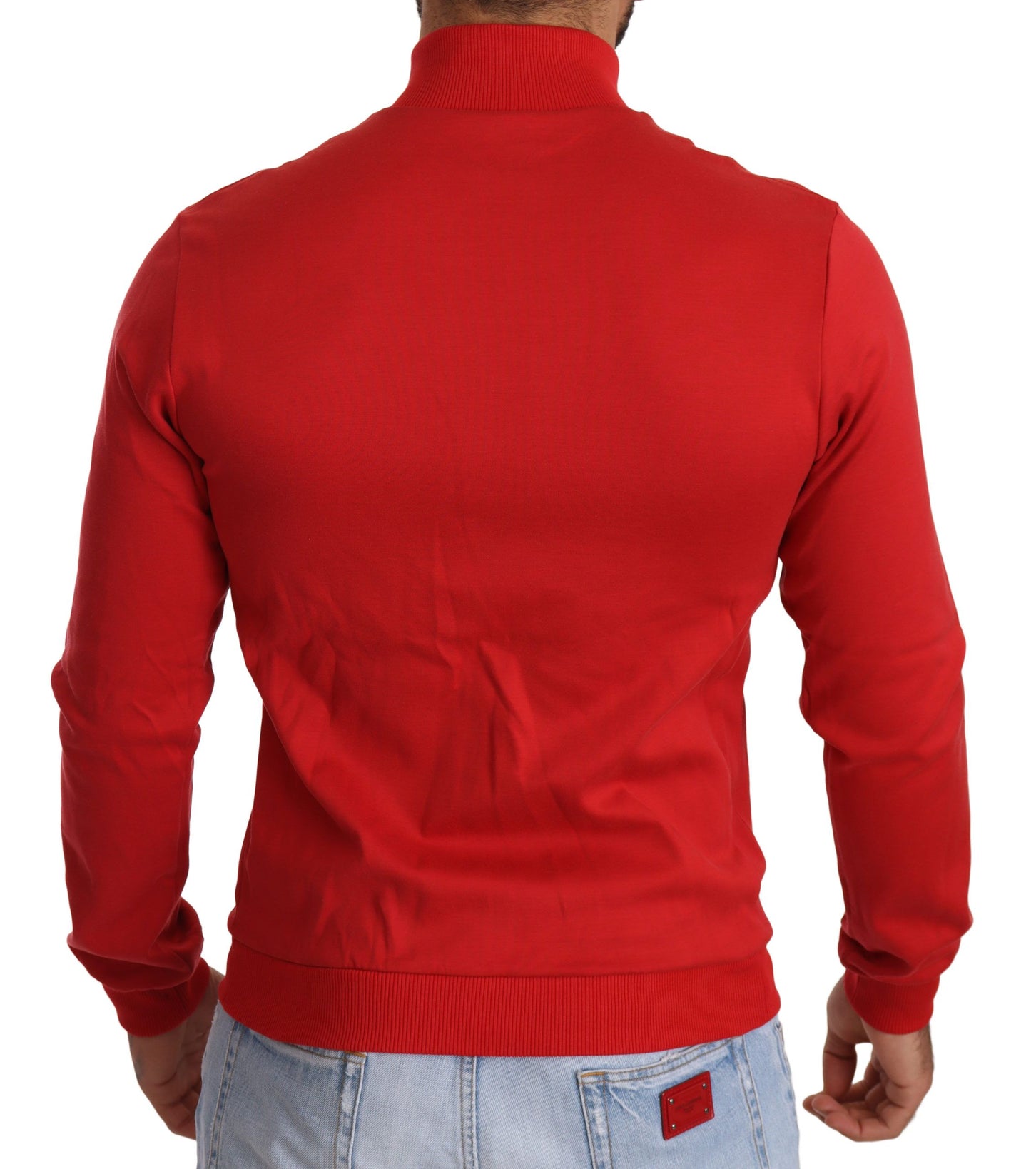 Dolce & Gabbana Elegant Red Full Zip Sweater with DG Motor Club Motif