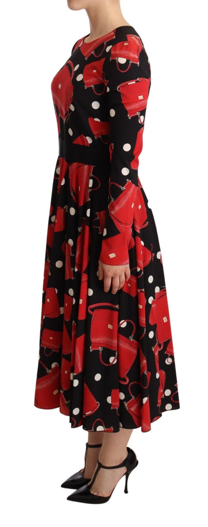 Dolce & Gabbana Elegant Sicily Print Flared Midi Dress