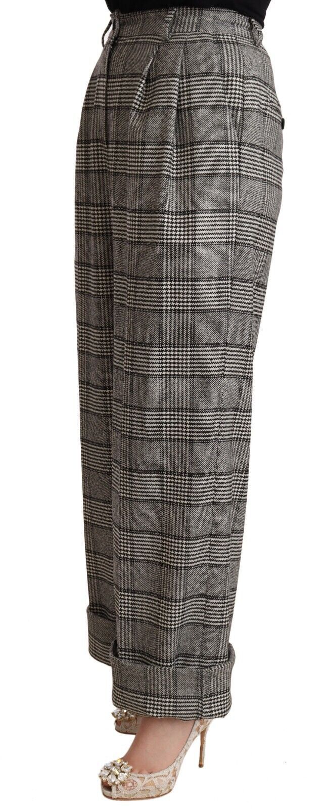 Dolce & Gabbana Elegant High Waist Straight Trousers In Grey