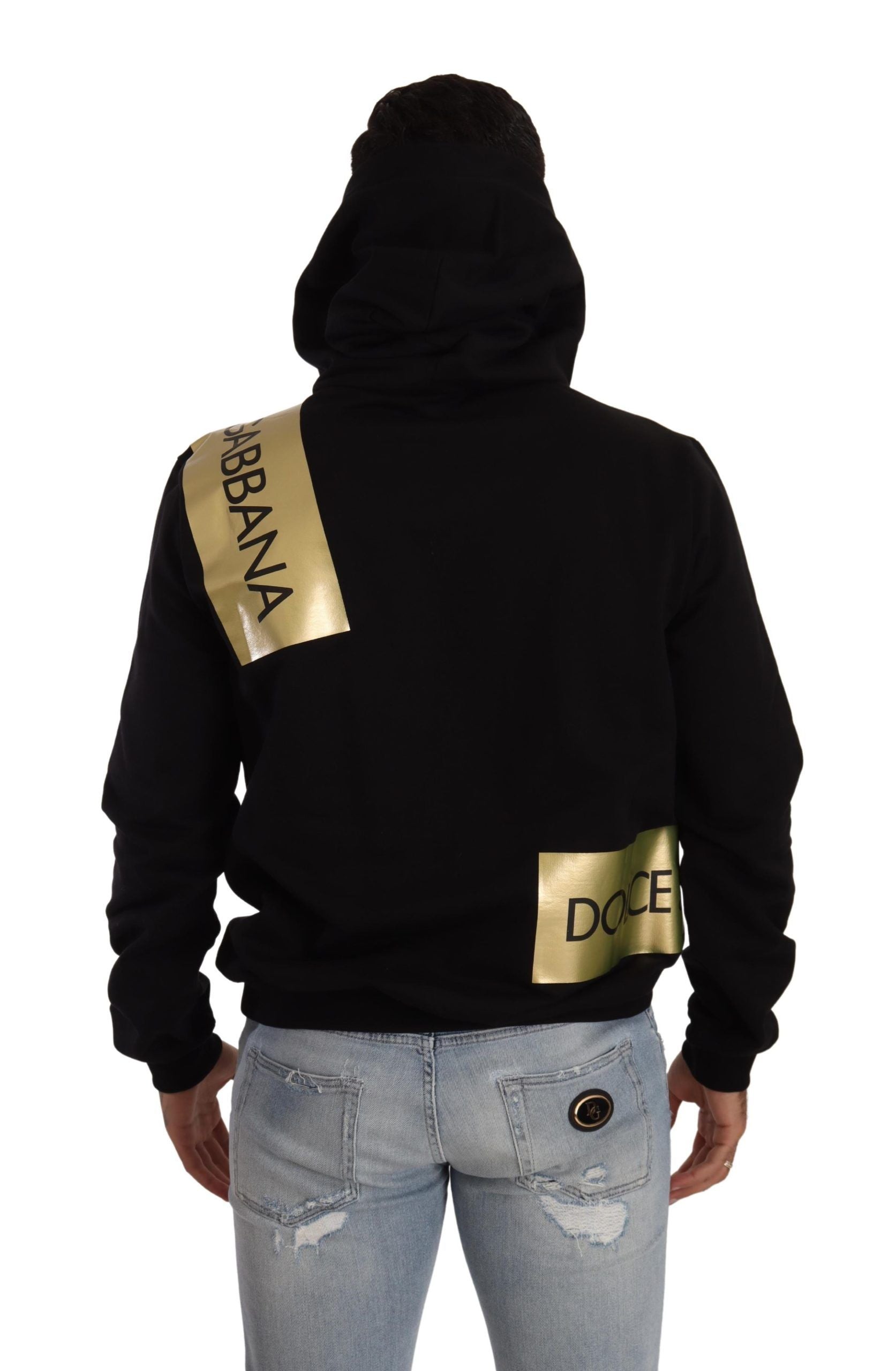 Dolce & Gabbana Elevate Your Style with a Black Golden-Logo Pullover Dolce & Gabbana