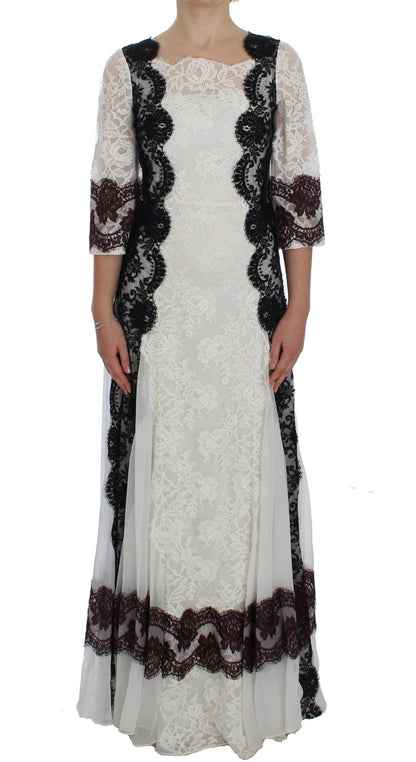 Dolce & Gabbana Floral Lace Silk Blend Maxi Dress