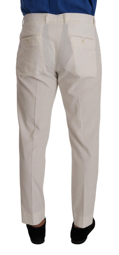 Dolce & Gabbana Elegant Tapered Corduroy Pants in Off White