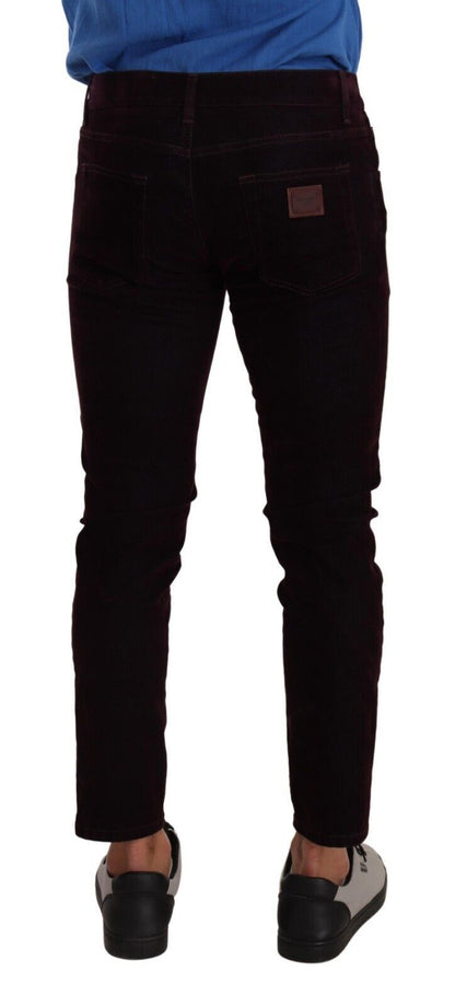 Dolce & Gabbana Elegant Burgundy Slim Fit Denim