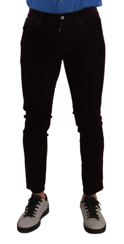 Dolce & Gabbana Elegant Burgundy Slim Fit Denim