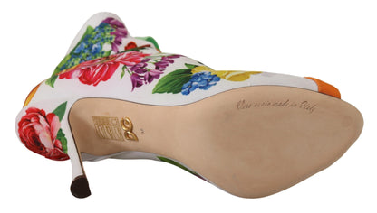 Dolce & Gabbana Floral Open Toe Jersey Heels