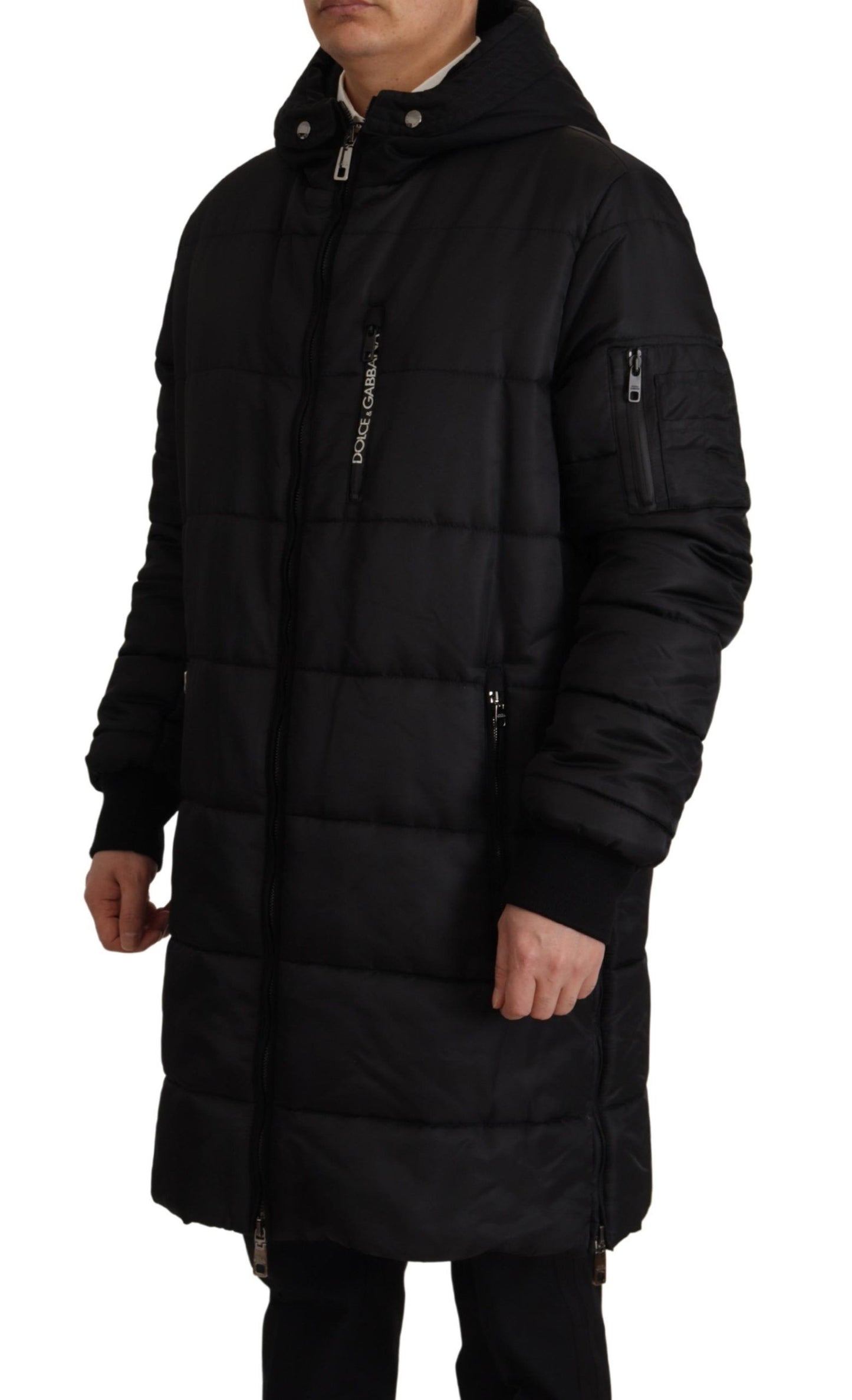 Dolce & Gabbana Elegant Black Hooded Parka Winter Jacket