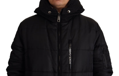 Dolce & Gabbana Elegant Black Hooded Parka Winter Jacket