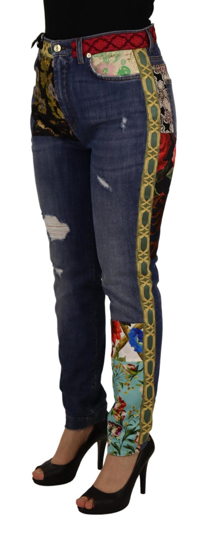 Dolce & Gabbana High Waist Patchwork Skinny Denim