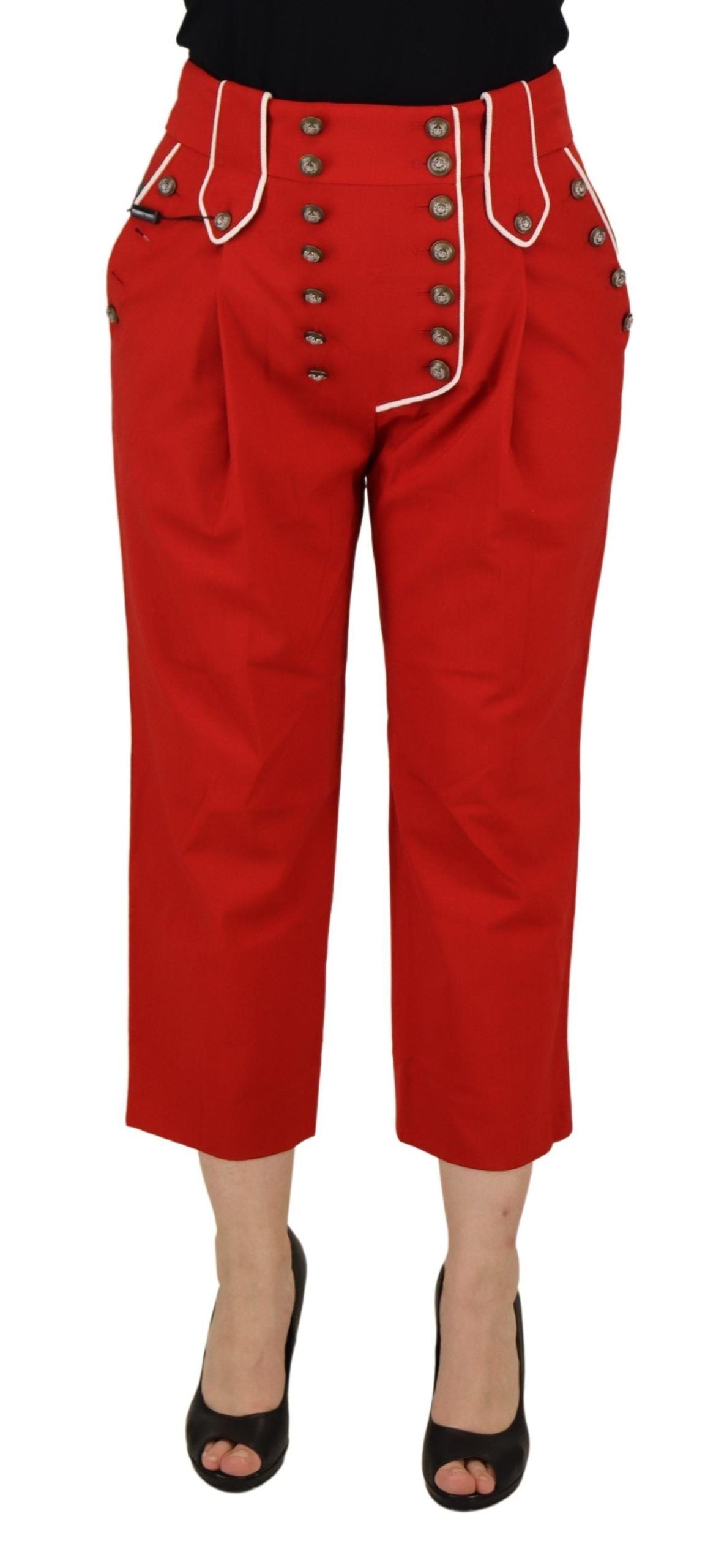 Dolce & Gabbana Elegant Red High-Waist Cropped Pants Dolce & Gabbana