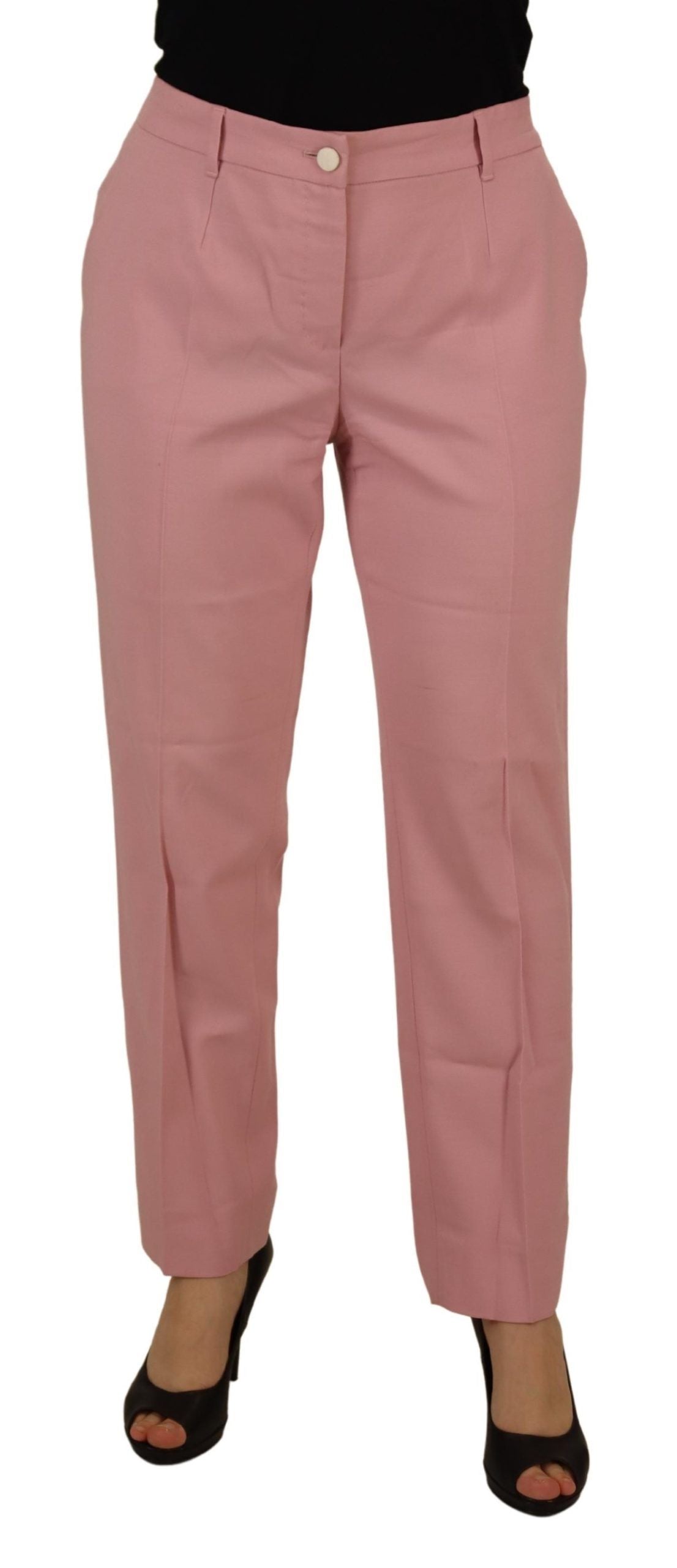 Dolce & Gabbana Chic MidWaist Virgin Wool Pink Pants