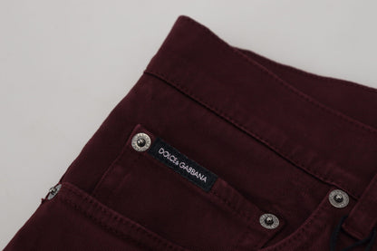 Dolce & Gabbana Slim Fit Bordeaux Jeans - Italian Luxury