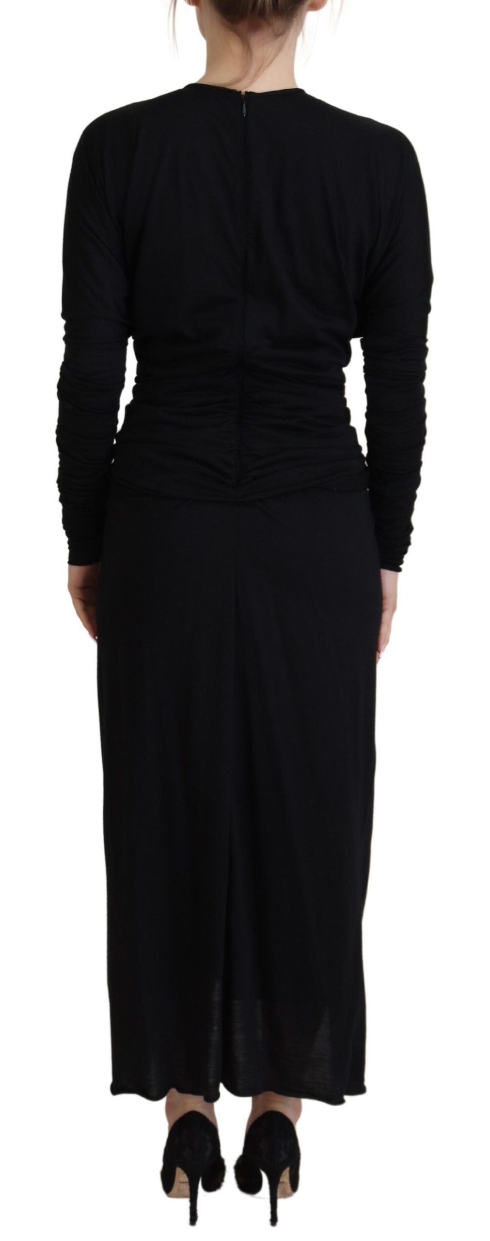 Dolce & Gabbana Elegant Sheath Wrap Dress with Long Sleeves