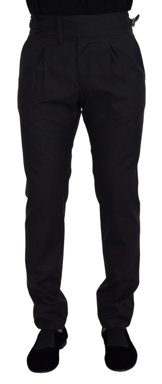 Dolce & Gabbana Elegant Dark Grey Wool Silk Pants