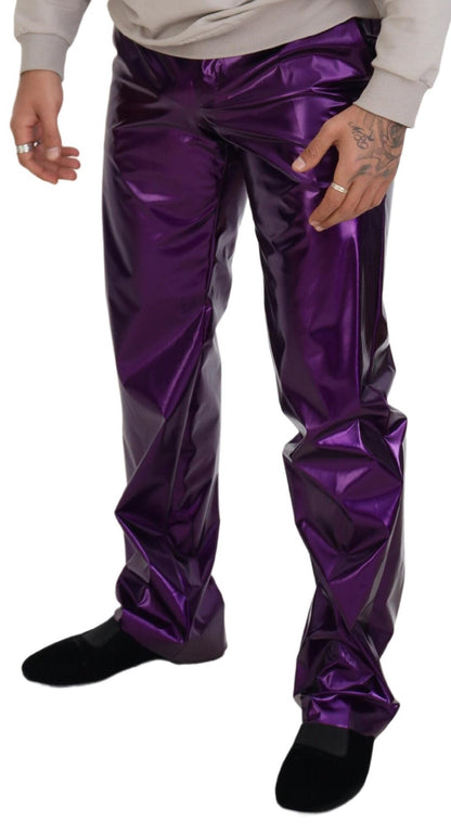 Dolce & Gabbana Elegant Shining Purple Straight Fit Pants