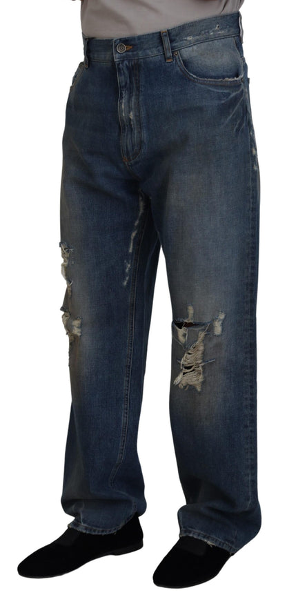 Dolce & Gabbana Stunning Tattered Denim Italian Jeans