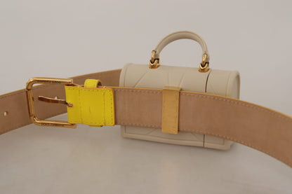 Dolce & Gabbana Chic Yellow Leather Belt with Headphone Case