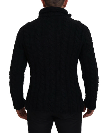 Dolce & Gabbana Elegant Black Wool-Cashmere Blend Cardigan