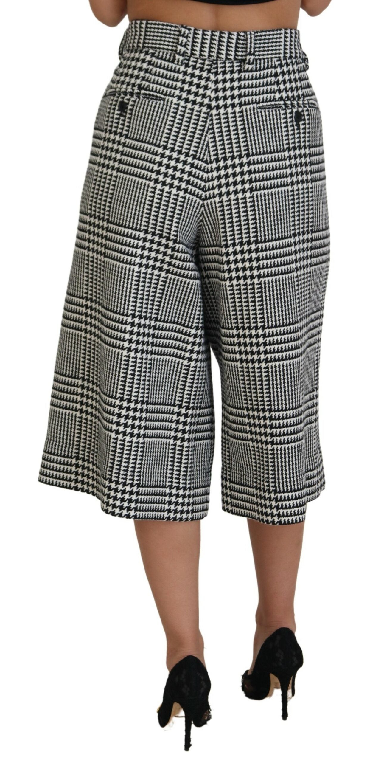 Dolce & Gabbana Elegant High Waist Plaid Midi Pants