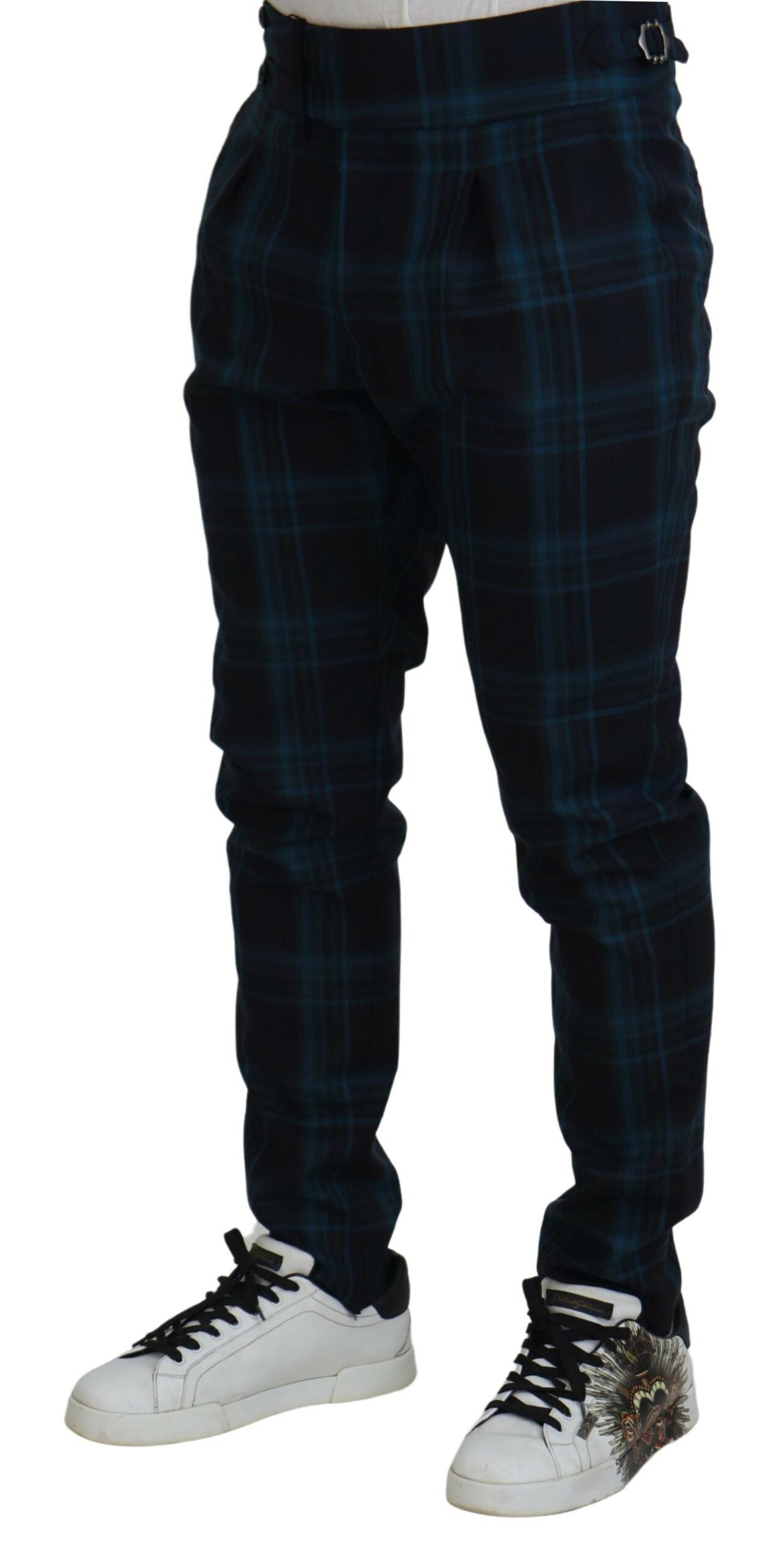 Dolce & Gabbana Elegant Plaid Wool Dress Pants