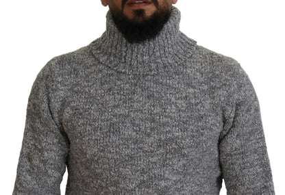 Dolce & Gabbana Elegant Gray Wool-Blend Turtleneck Sweater