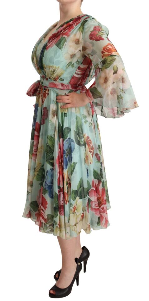 Dolce & Gabbana Floral Silk Midi Wrap Dress