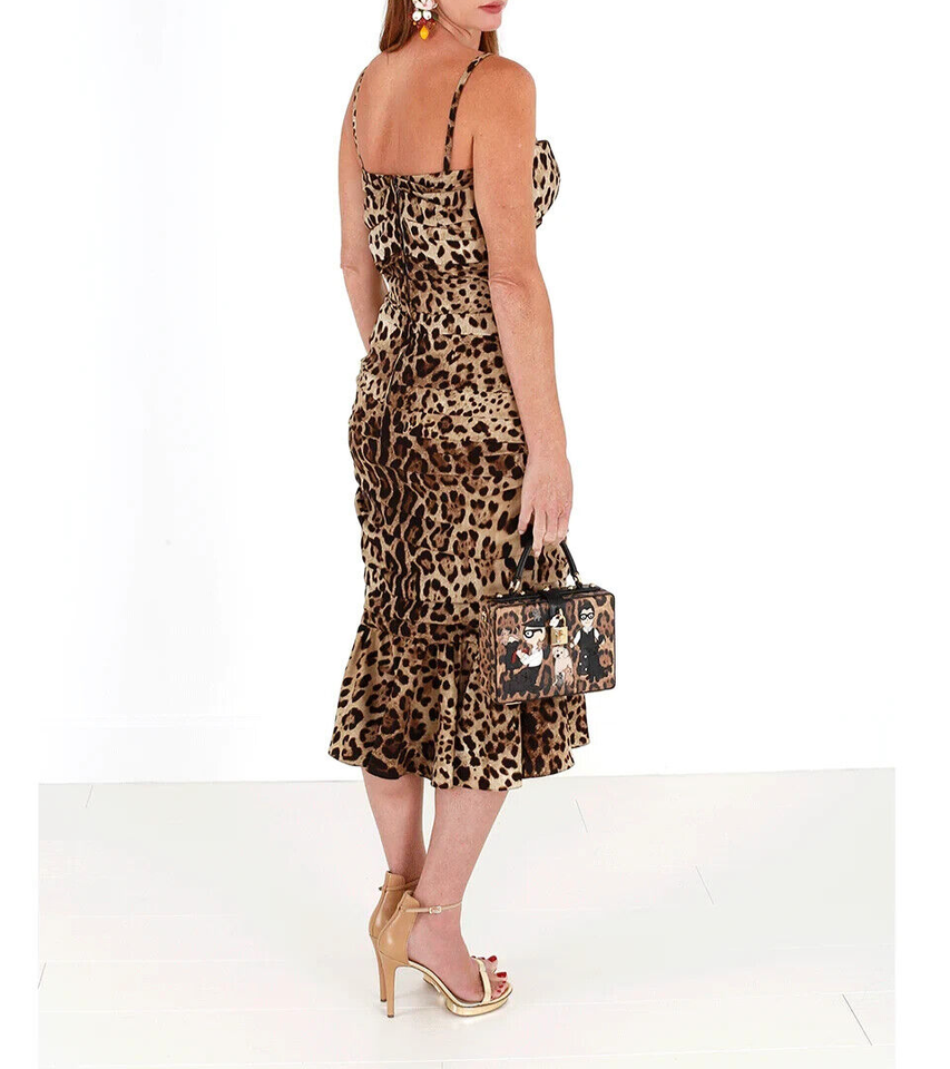 Dolce & Gabbana Elegant Leopard Print Cady Dress