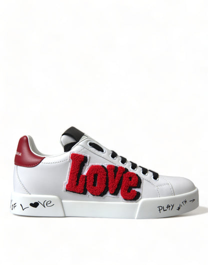 Dolce & Gabbana Chic White Portofino Leather Sneakers