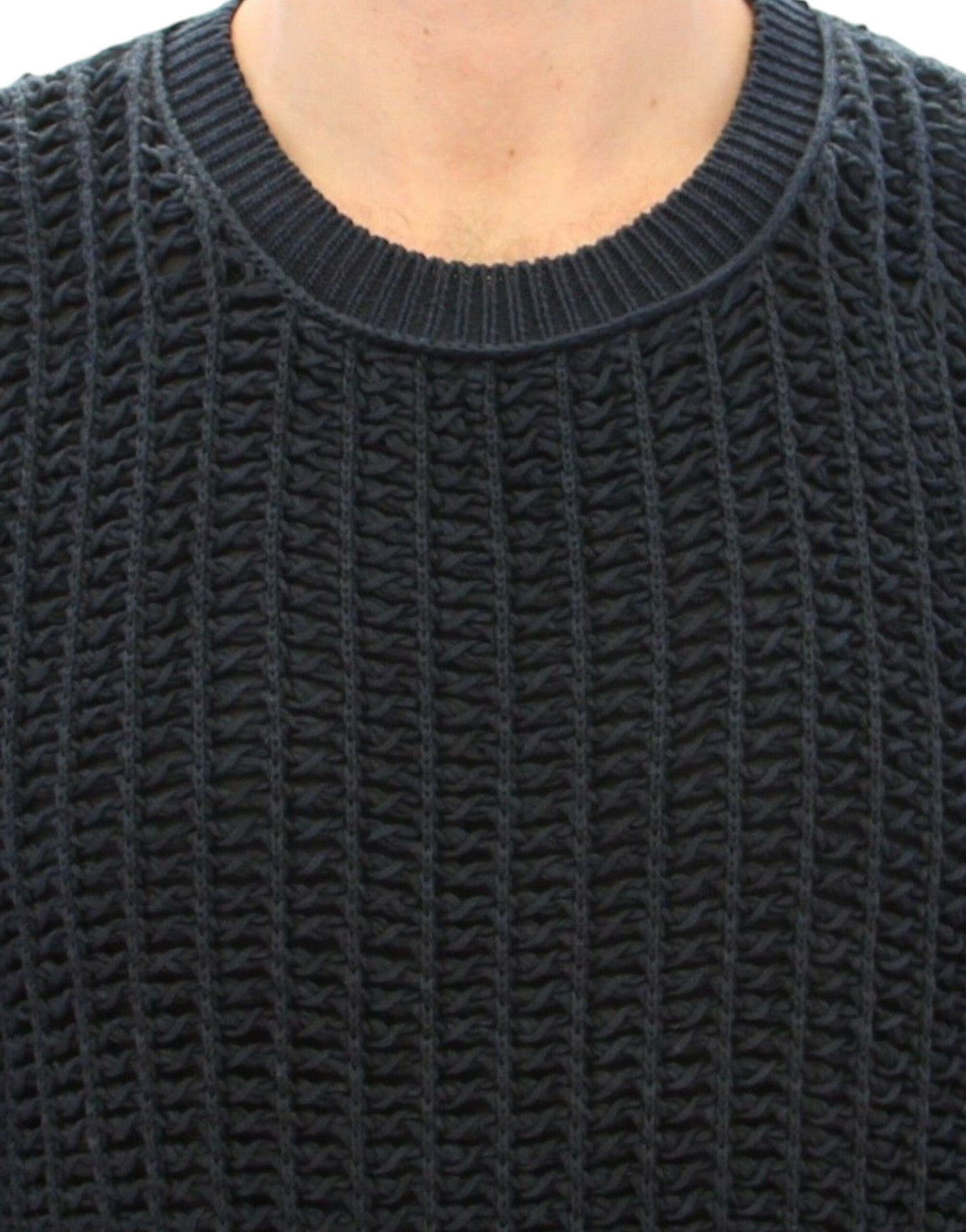 Dolce & Gabbana Elegant Blue and Black Layered Sweater