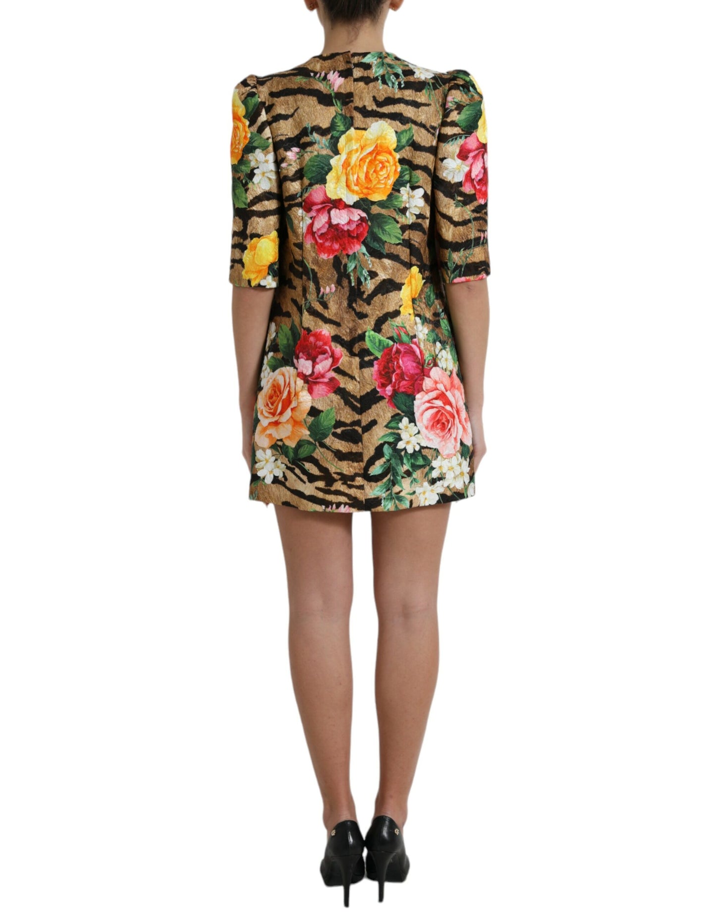 Dolce & Gabbana Animal & Floral Print Mini Shift Dress