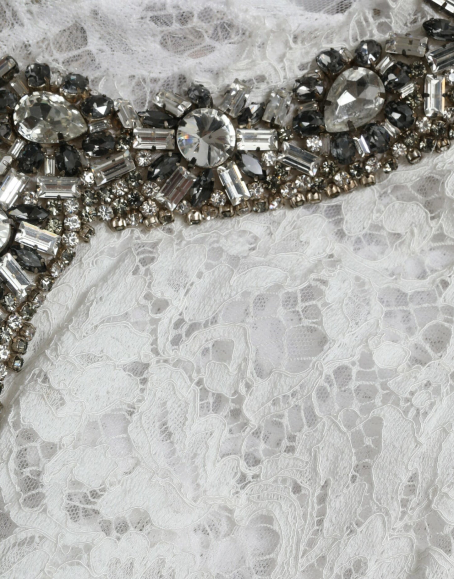 Dolce & Gabbana Elegant White Shift Dress with Crystal Embellishment