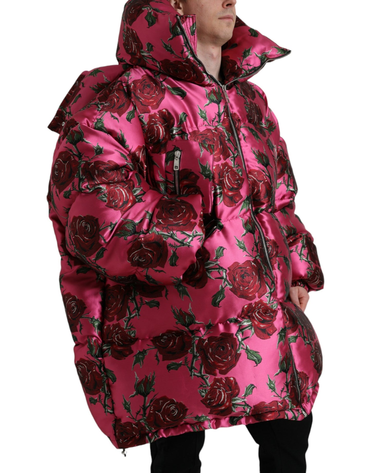 Dolce & Gabbana Elegant Rose Print Quilted Jacket