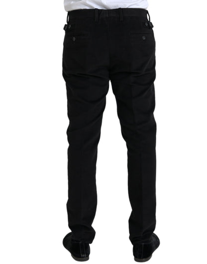 Dolce & Gabbana Black Cotton Velvet Skinny Pants