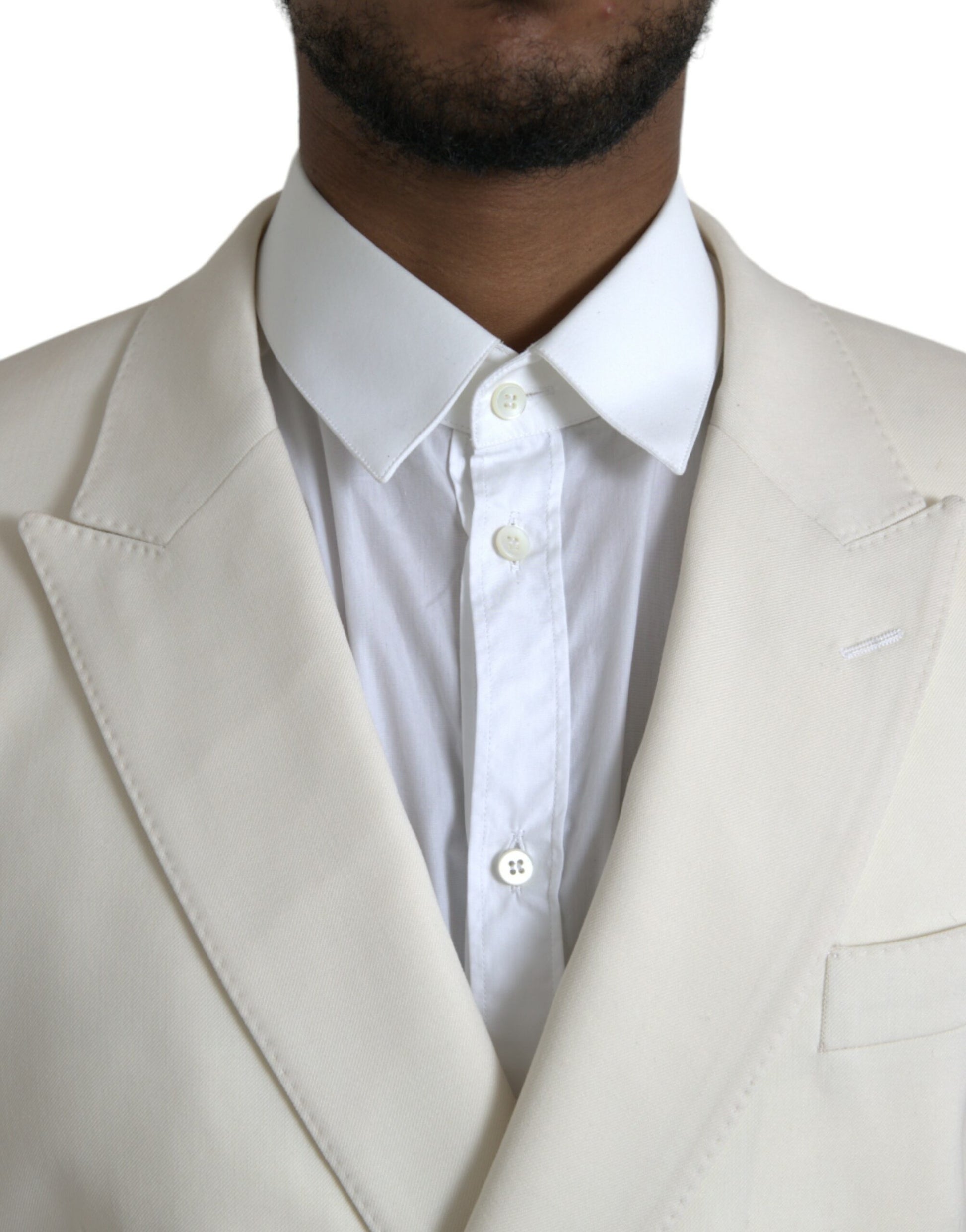 Dolce & Gabbana White Wool MARTINI Double Breasted Blazer Dolce & Gabbana