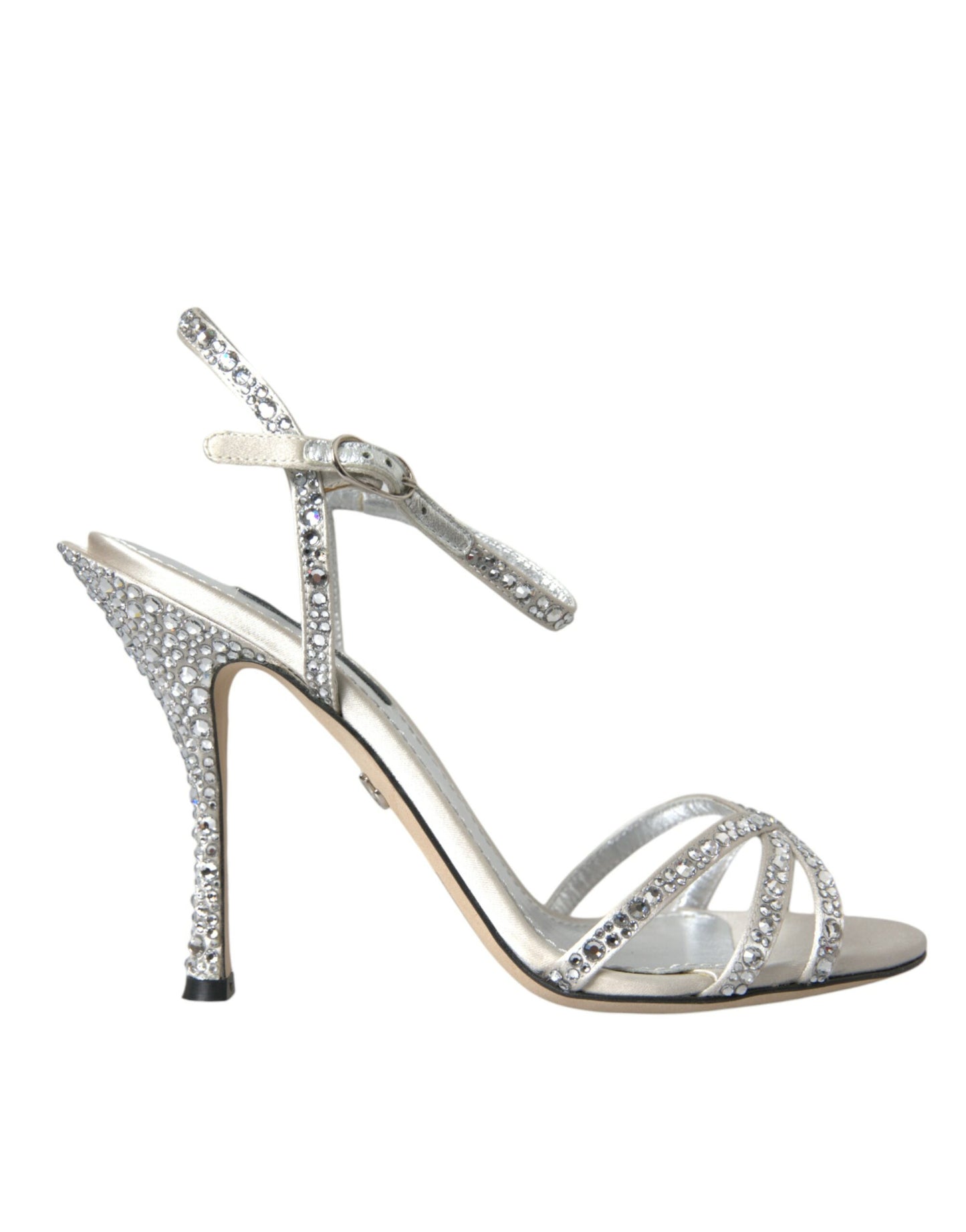 Dolce & Gabbana Silver Viscose Crystal Heels Sandals Shoes