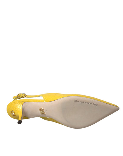 Dolce & Gabbana Yellow Leather Slingbacks Heels Shoes