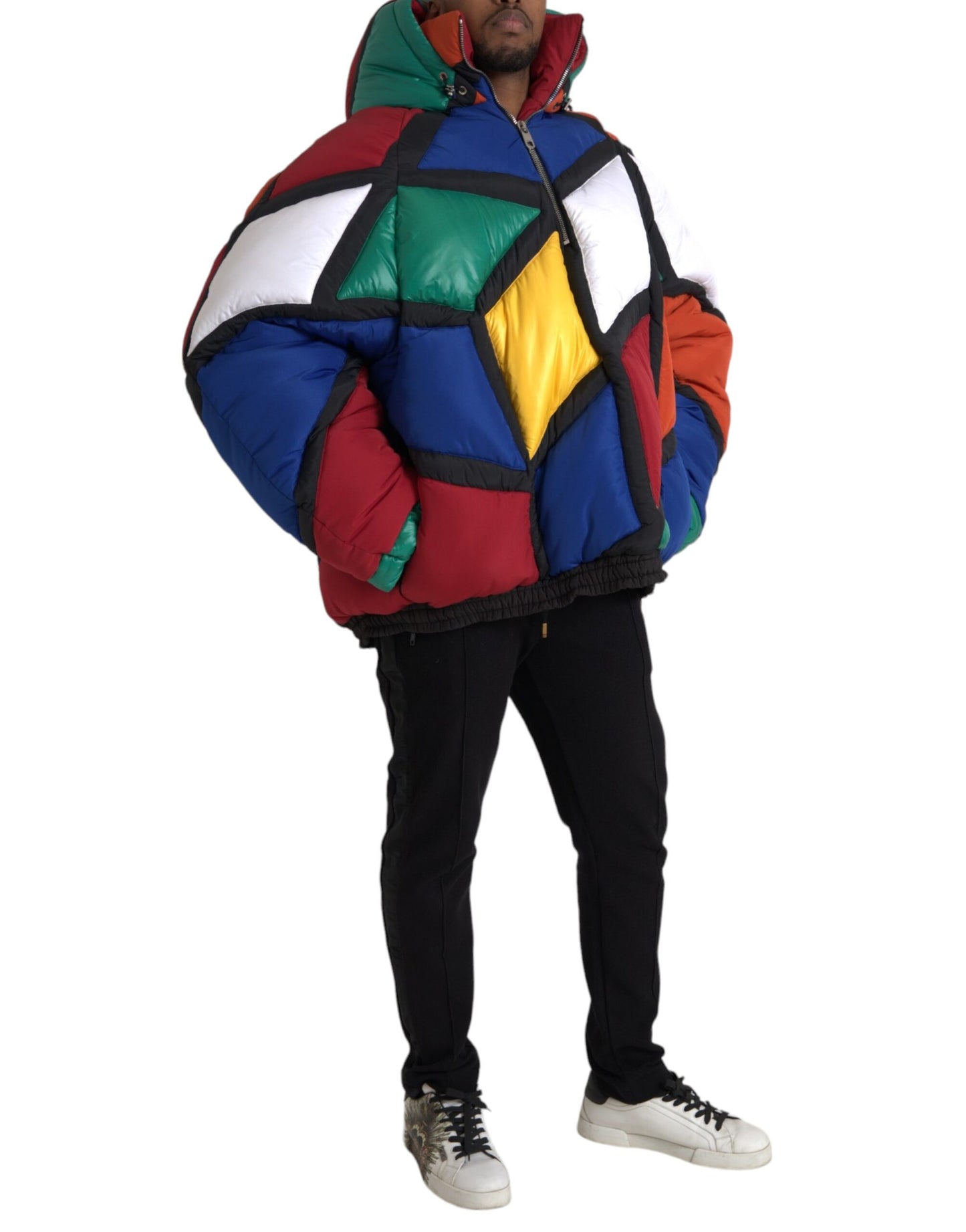 Dolce & Gabbana Multicolor Quilted Hooded Puffer Jacket