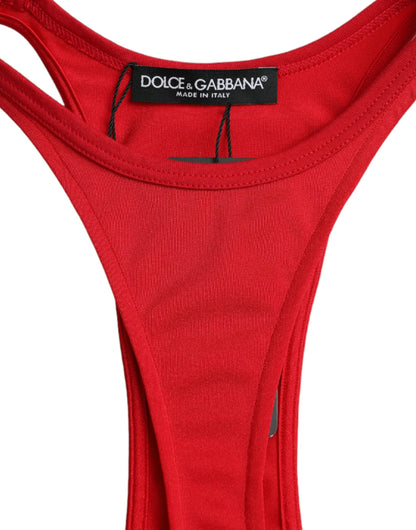 Dolce & Gabbana Red Nylon Stretch Bodycon Sheath Mini Dress