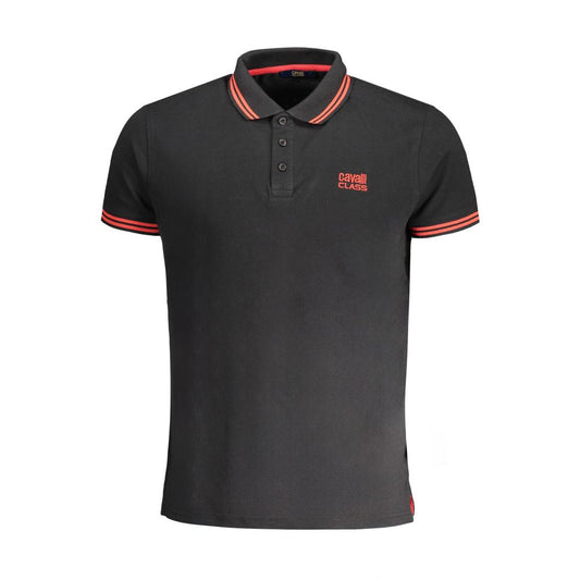 Cavalli Class Black Cotton Polo Shirt