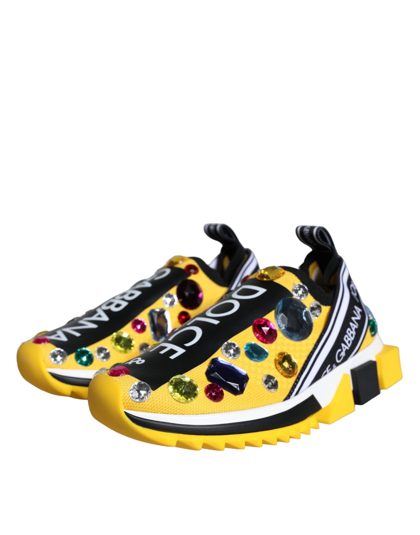 Dolce & Gabbana Yellow Sorrento Crystals Sneakers Womens Shoes