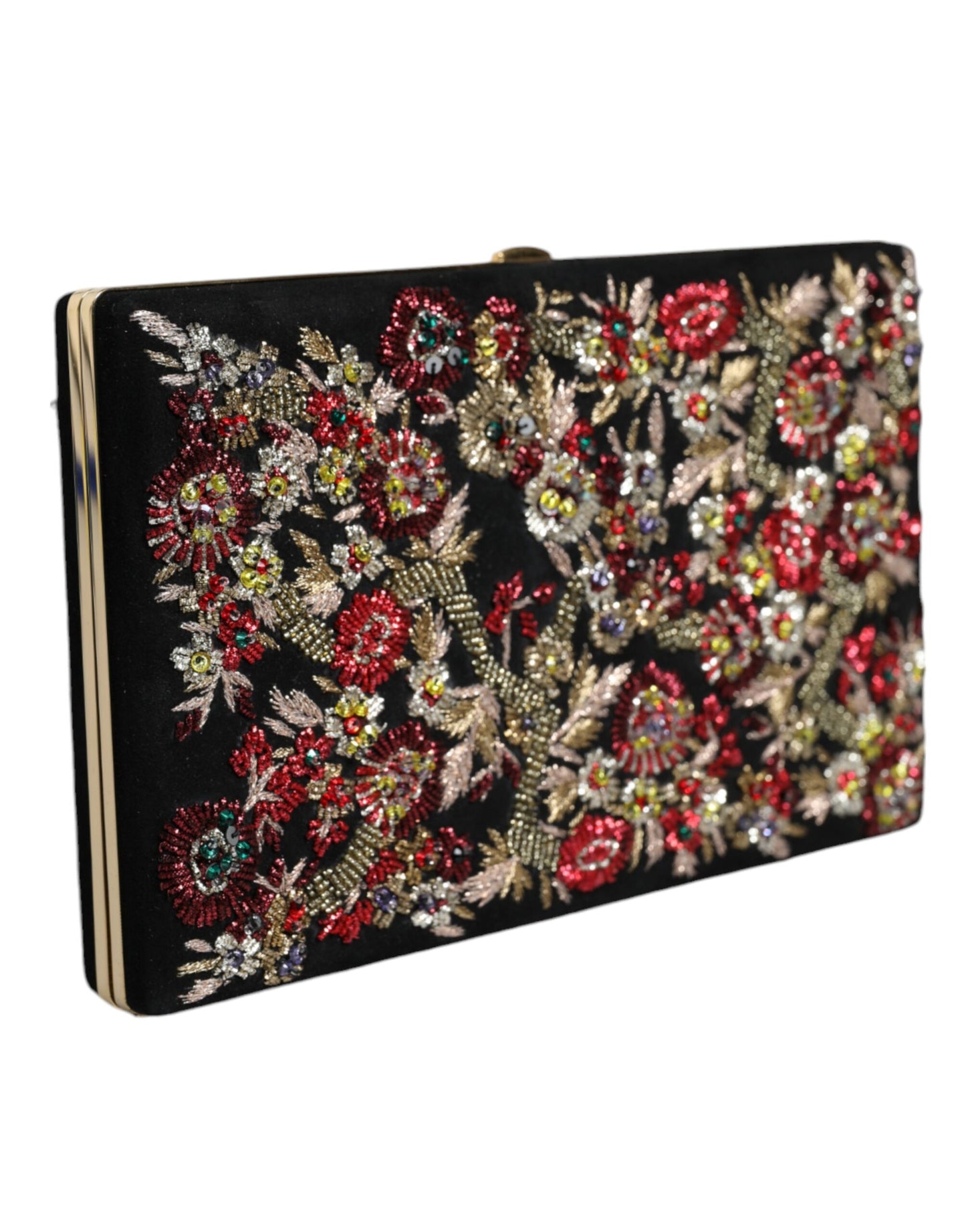 Dolce & Gabbana Multicolor Floral Gold Frame Clutch Evening Purse Bag