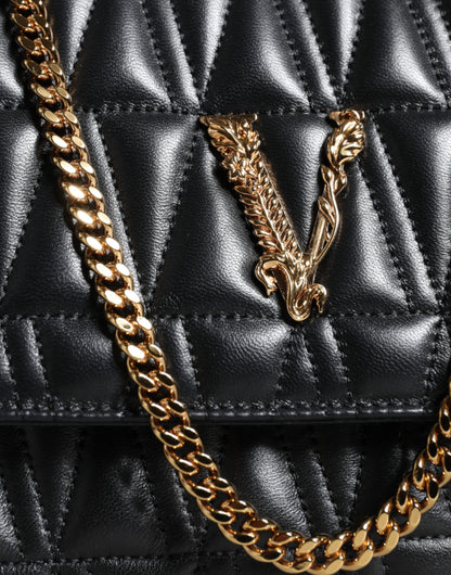 Versace Black Mini Nappa Leather Crossbody Shoulder Bag