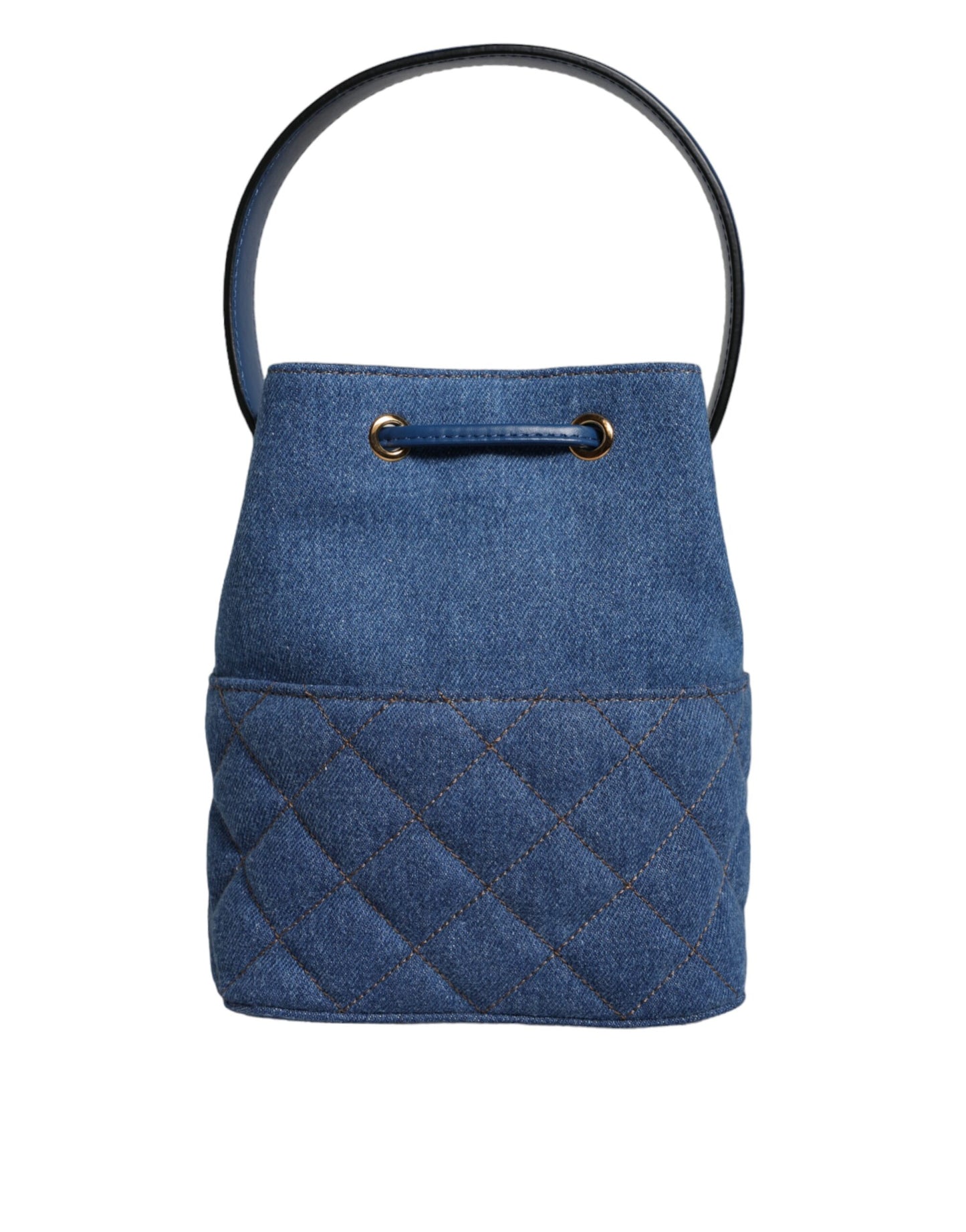 Versace Blue Quilted Denim Leather Crossbody Shoulder Bag