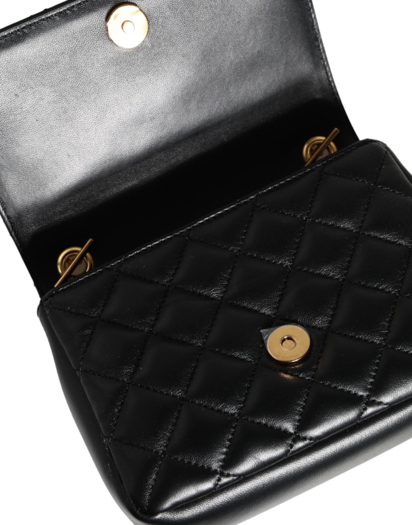 Versace Black Quilted Lambskin Leather Crossbody Shoulder Bag