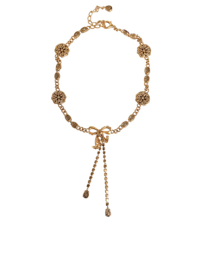 Dolce & Gabbana Gold Tone Brass Crystal Embellished Waist Chain Belt