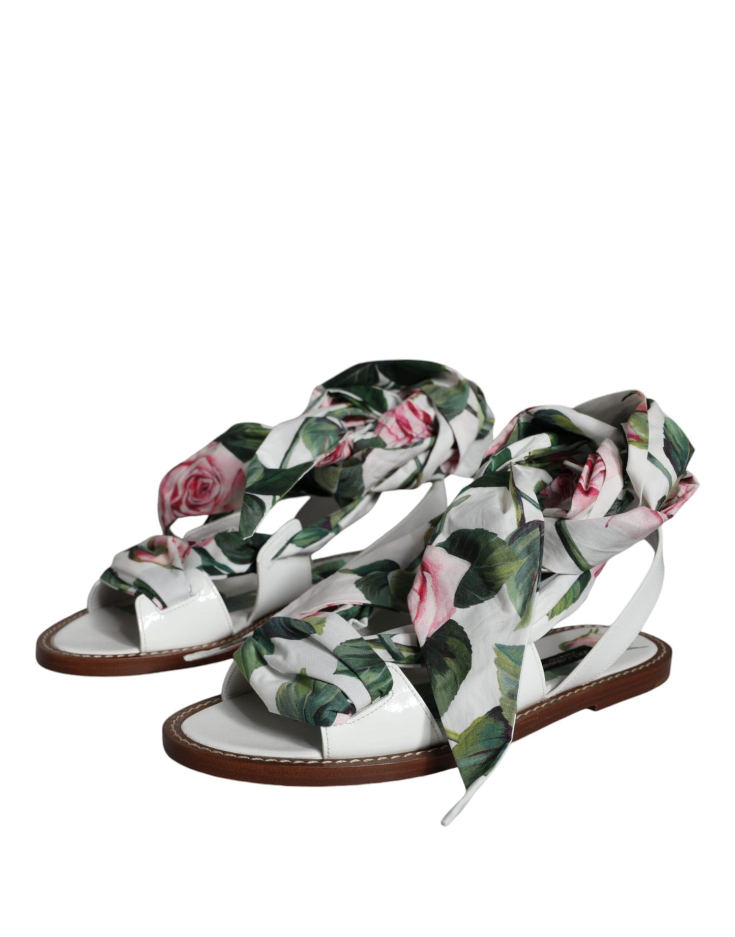 Dolce & Gabbana Multicolor Floral Print Ankle Wrap Sandals Shoes