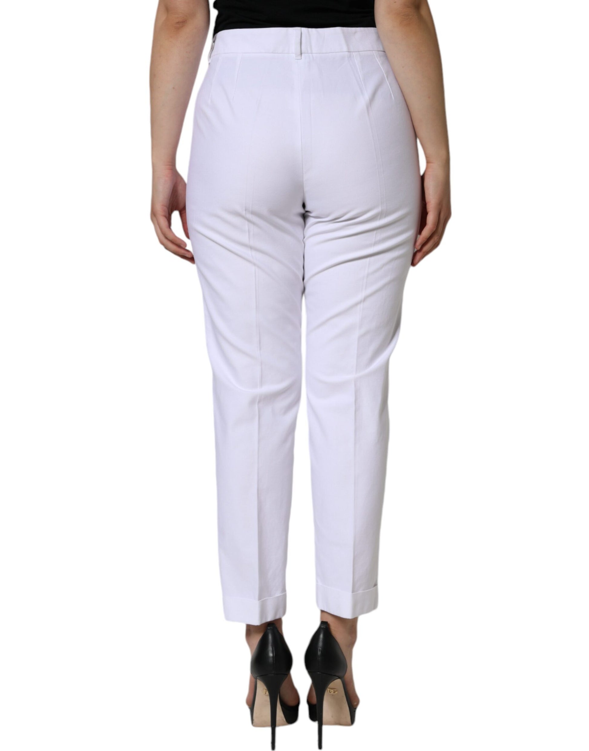 Dolce & Gabbana White Cotton Stretch Tapered Pants Dolce & Gabbana