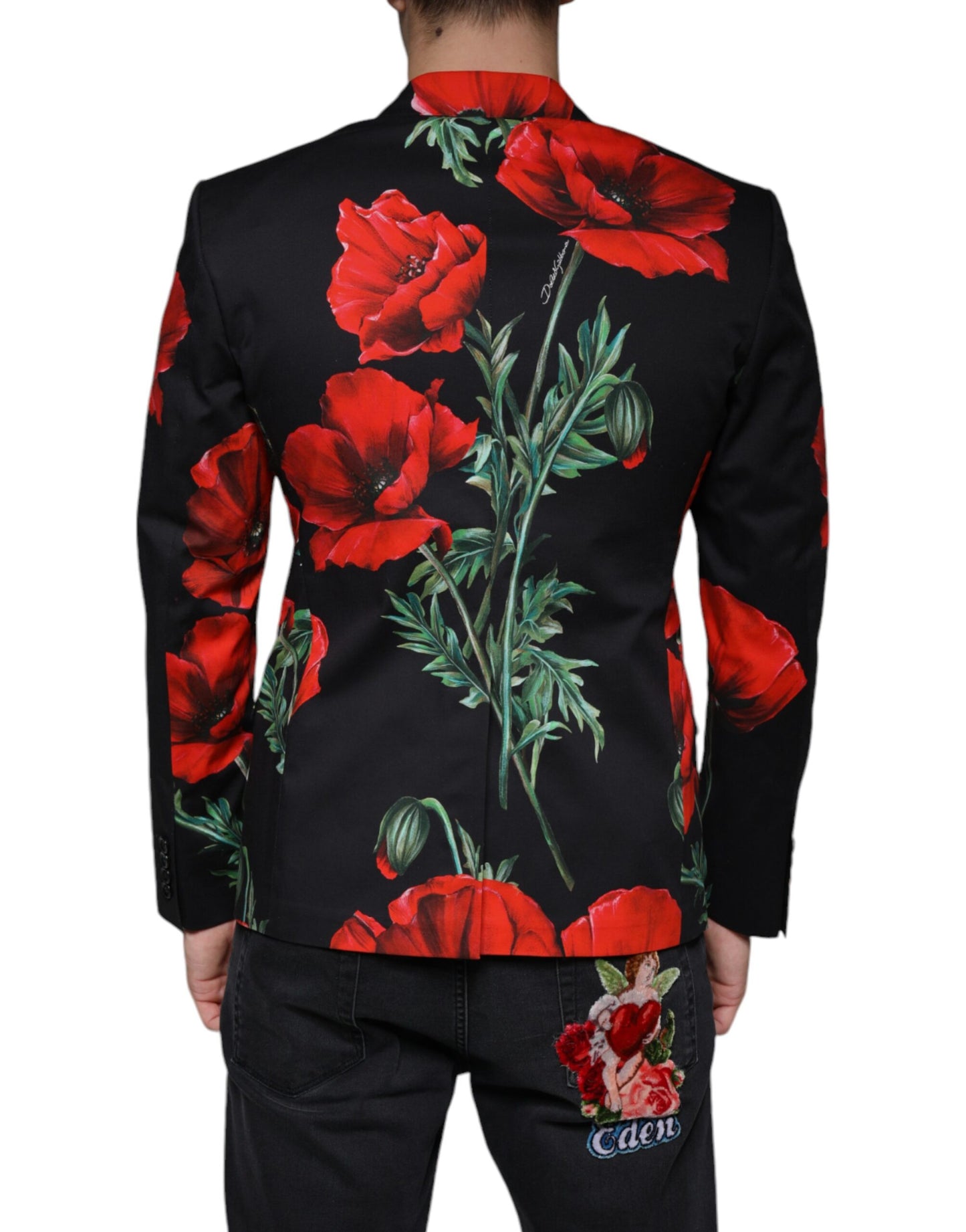 Dolce & Gabbana Black Floral Double Breasted Dress Blazer