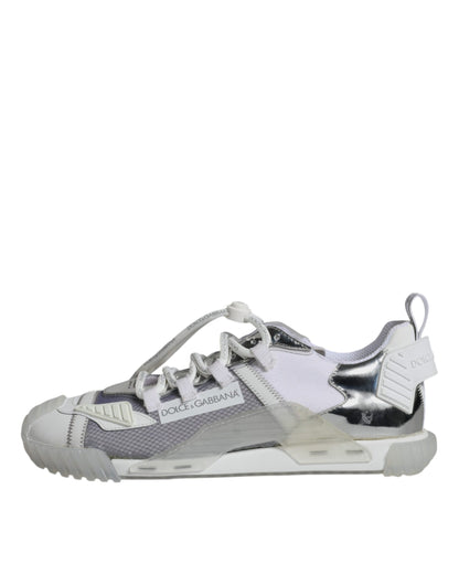 Dolce & Gabbana White Silver Low Top NS1 Sneakers Shoes