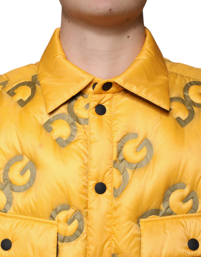 Dolce & Gabbana Yellow Logo Padded Buttoned Blouson Jacket